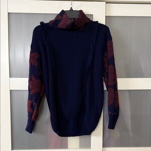 Navy and Burgundy Women's Sweater
